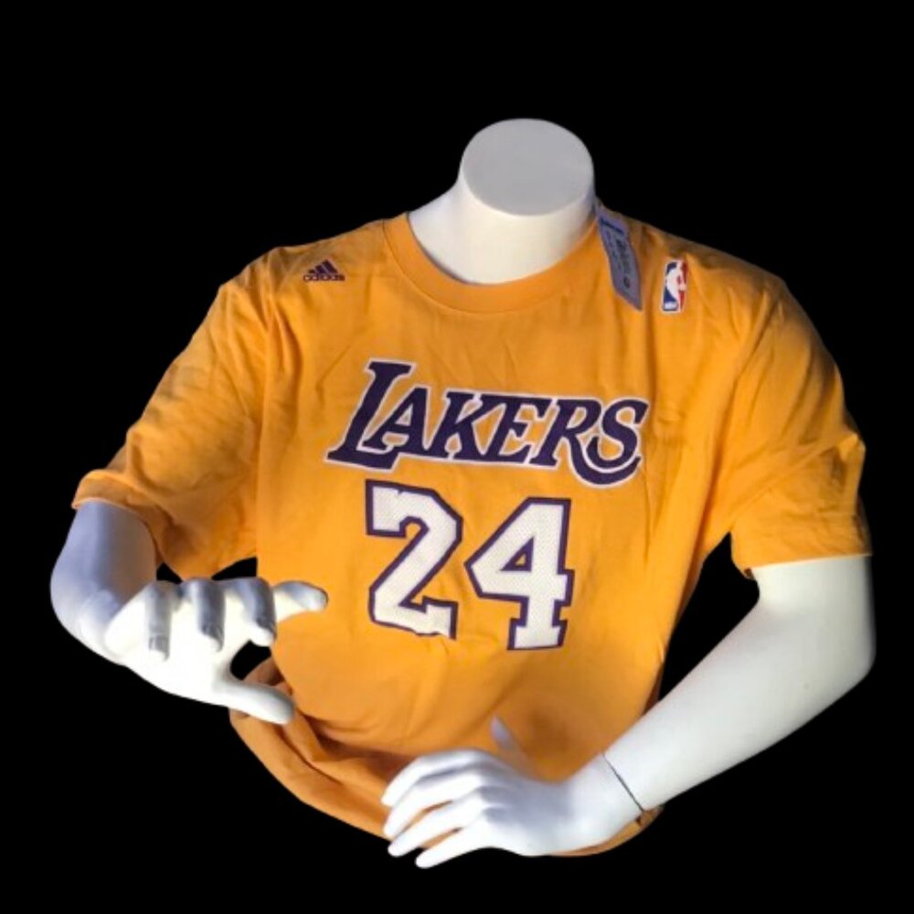 Mens Los Angeles Lakers Kobe Bryant adidas Gold Net Number T-Shirt